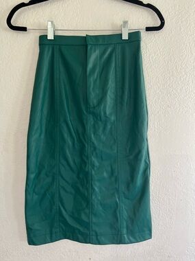 NSR Teal Faux Leather Pencil Skirt